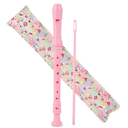 Picture of Haecsfl Recorder Instrument for Beginner Kids Adults,8-Hole Soprano Descant Recorder Music Flute with with Cleaning Rod & Leather Case For School Student Home Entertainment(2-Flamingo)