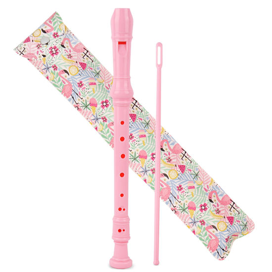 Picture of Haecsfl Recorder Instrument for Beginner Kids Adults,8-Hole Soprano Descant Recorder Music Flute with with Cleaning Rod & Leather Case For School Student Home Entertainment(2-Flamingo)