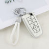 Picture of PIFOOG White Key Fob Cover for Ford Bling Keychain 5 Buttons Keys Case Protector for Ford Explorer Mustang Edge Fusion Escape Expedition F150 TPU White Silver Girly Women