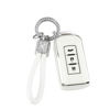 Picture of PIFOOG Key Fob Cover for Mitsubishi Lancer Outlander Mirage Accessories Soft TPU 3 Buttons Smart Keys Case Shell Protector Glitter Keychain Girl Women White Silver