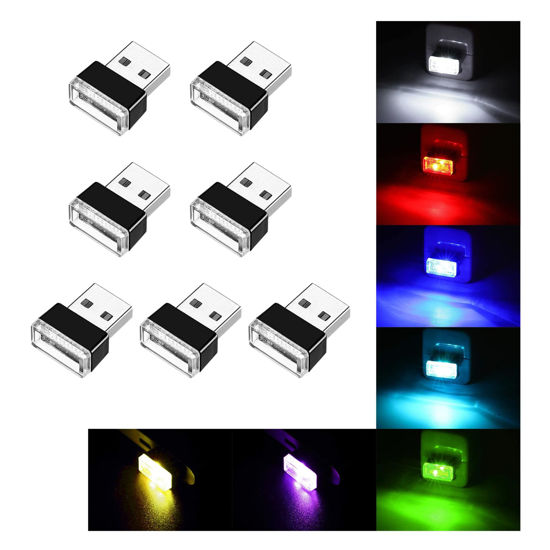 Picture of Ziciner 7 PCS USB LED Car Interior Atmosphere Lamp, Portable Mini LED Night Light, Plug-in USB Interface Trunk Ambient Lighting Kit, Universal Interior Accessories for Most Vehicles (MultiColour)