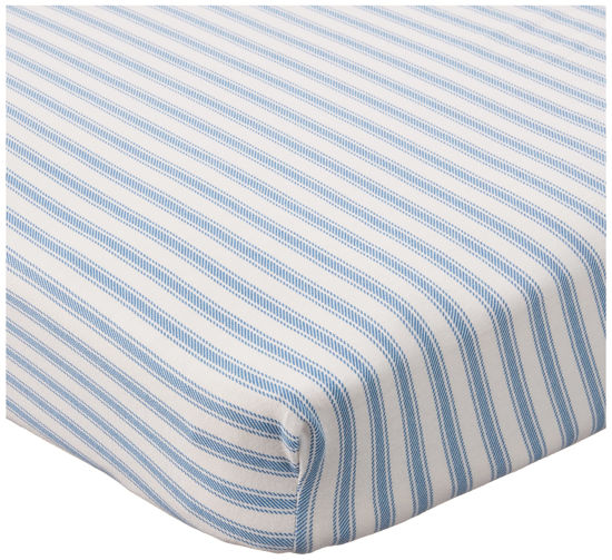 Picture of HonestBaby Boys Organic Cotton Changing Pad Cover, Blue Ticking Stripe, One Size
