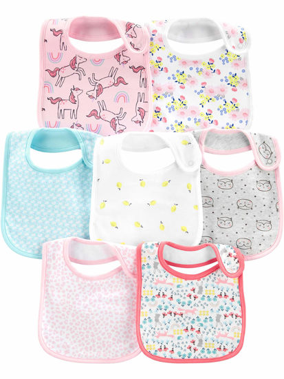 Picture of Simple Joys by Carter's Baby 7-Pack Teething Bibs, Multicolor/Floral/Unicorn, One Size
