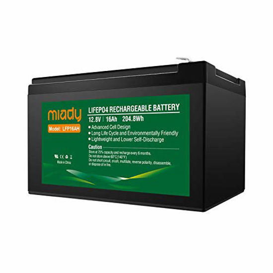 Picture of 12V 16Ah Deep Cycle LiFePO4 Battery, 2000 Cycles Miady LFP16AH Rechargeable Battery, Maintenance-Free Battery for Golf Cart, Boat, Solar System, UPS and More ?