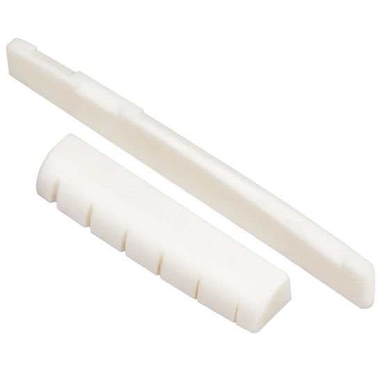 Picture of Miwayer 6 String Acoustic Guitar Bone Bridge Saddle and Nut Made of Real Bone (Acoustic Bridges 1 pair)