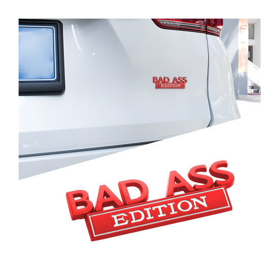 Picture of Car Bad Ass Edition Emblem, 3D Fender Badge Decal Car Sticker with 3M Adhesive, Auto Accessories for Tailgate Front Grille Hood Trunk, Car Replacement Compatible with Motorcycle SUV Truck