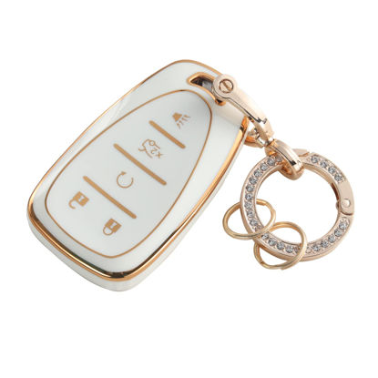 Picture of RUABIBAN Key Fob Cover Compatible with Chevy, Soft TPU Key Case Protection Shell Fit for Chevrolet Equinox Malibu Camaro Traverse