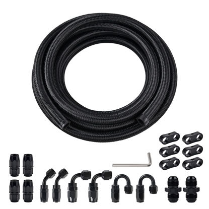Picture of EVIL ENERGY 4AN Fuel Line Kit, 4AN Nylon Braided Fuel Line Hose Fitting Kit CPE 10FT Black