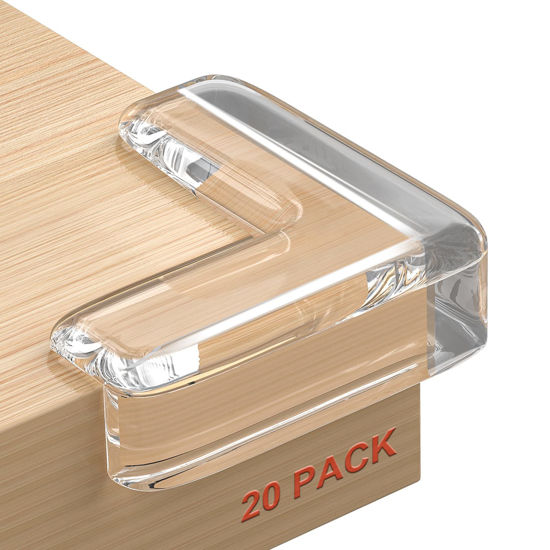 Picture of HOMREALM Baby Proofing 20 Pack Corner Guards Furniture Corner & Edge Safety Bumpers Corner Covers Protectors Baby Proof Bumper & Cushion to Cover Sharp Furniture & Table Edges (L Shape)