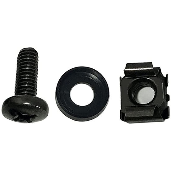 Picture of Wang-Data 100 Sets M6 Square Hole Hardware Cage Nuts & Mounting Screws Washers for Server Rack and Cabinet (M6 X 16mm)(Screw+Washer+cage nut)