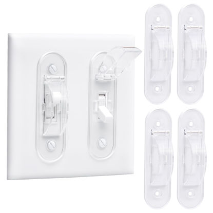 Picture of Wall Switch Guard, Childproof Light Switch Cover Guard | Toggle Style | Light Switch Protection | Lock Toggle Switch in On or Off Position | 4 Pack, Clear