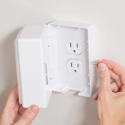 Picture of Award Winning Child Proof Outlet Box Cover | Outlet Cover Box | Outlet Lock Box | Locking Outlet Cover | Plug Covers Baby Proofing | Baby Outlet Covers Baby Proofing | Baby Proofing Outlet Protector
