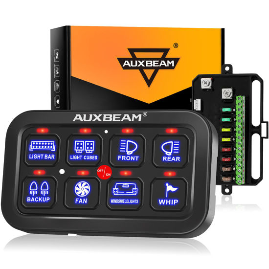 Picture of Auxbeam 8 Gang Switch Panel BA80 Automatic Dimmable LED Touch Control Panel Box Electronic Relay System Car Touch Switch Box Universal for Truck ATV UTV Boat Marine SUV Caravan -Blue, 2 Years Warranty