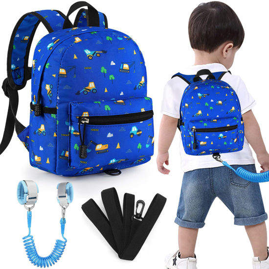 Picture of Accmor Toddler Backpack Leash, Mini Child Backpack with Anti Lost Wrist Link, Cute Kids Backpack Leash Walking Harness for Outdoor Travel, Small Excavator Backpack Tether for Baby Boys Girls Ages 1-3