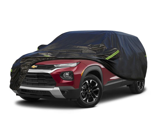 Picture of KouKou Waterproof SUV Car Cover Suitable for Chevy Trailblazer from 2020 to 2024, 6 Layers Windproof All Weather Waterproof Outdoor Cover Sun Rain UV Dust Snow Protection. Black