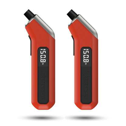Picture of ETENWOLF Digital Tire Pressure Gauge 2 Pack, Industrial Tire Gauge 3-200 PSI, Calibrated to ANSI B40.7 Grade 2A(Plus-Minus 0.5%), Air Pressure Gauge with Replaceable AAA Batteries (Vivid Orange)
