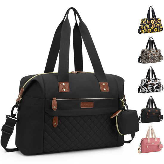 Picture of Pritent Diaper Bag Tote, Diaper Baby Bags with Pacifier Case, Shoulder Straps, Stroller Clips, Waterproof Large Mommy Bag Maternity Bag Travel Baby Bag for Mom and Dad, black, Medium
