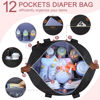 Picture of Pritent Diaper Bag Tote, Diaper Baby Bags with Pacifier Case, Shoulder Straps, Stroller Clips, Waterproof Large Mommy Bag Maternity Bag Travel Baby Bag for Mom and Dad, black, Medium