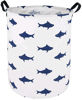 Picture of HUAYEE Round Laundry Basket Waterproof Round Cotton Linen Collapsible Storage bin with Handles for Hamper Kids Room,Toy Storage(navy shark)