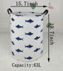 Picture of HUAYEE Round Laundry Basket Waterproof Round Cotton Linen Collapsible Storage bin with Handles for Hamper Kids Room,Toy Storage(navy shark)