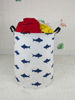 Picture of HUAYEE Round Laundry Basket Waterproof Round Cotton Linen Collapsible Storage bin with Handles for Hamper Kids Room,Toy Storage(navy shark)