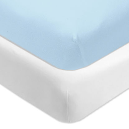 Picture of HonestBaby Unisex Baby 2-Pack Organic Cotton Fitted Crib Sheets Wearable Blanket, Light Blue, One Size US