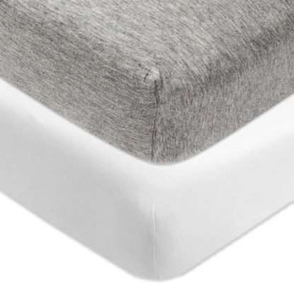 Picture of HonestBaby unisex baby 2-Pack Organic Cotton Fitted Crib Sheets Wearable Blanket, Heather Gray, One Size
