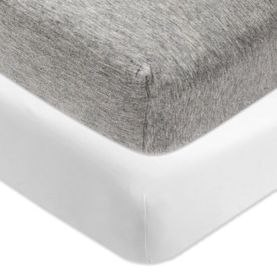 Picture of HonestBaby unisex baby 2-Pack Organic Cotton Fitted Crib Sheets Wearable Blanket, Heather Gray, One Size