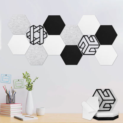 Picture of 12 Pack Self-adhesive Acoustic Panels, 14 X 12 X 0.4 In Hexagon Sound Proof Panels, Decorative Sound Absorbing Wall Panels, High Density Flame Resistant Sound Dampening Panels for Studio Home, Office