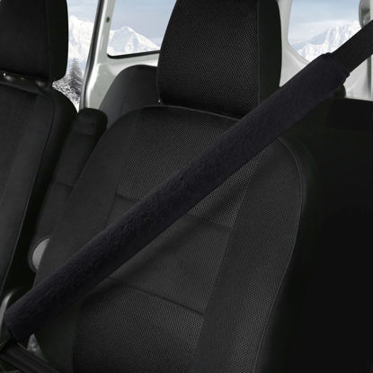 Picture of LACDL Extra Long Seatbelt Cover Super Soft Furry for Adults Kids Women & Men, Thick Plush Full Car Seat Belt Strap Cushion, Fluffy Shoulder Pad Protector, Auto Interior Accessories, 1pc, Black, 33.5in