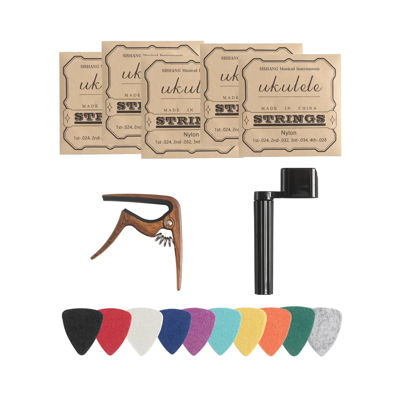Picture of Donux Nylon Ukulele Strings Kit,Include 5 Sets Strings,10 Pieces Ukelele felt picks,Capo and String Winder for Soprano Concert and Tenor Ukele