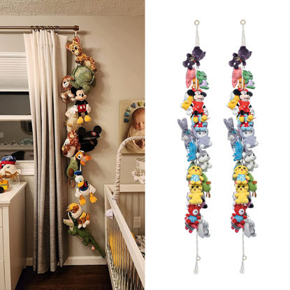 Picture of LONCHDAN 80" Cotton Hanging Storage Chain For Stuffed Animals Storage with 20 Metal Clips Stuffed Animal Display Holder Chain for Wall or Corner Nursery Play Room