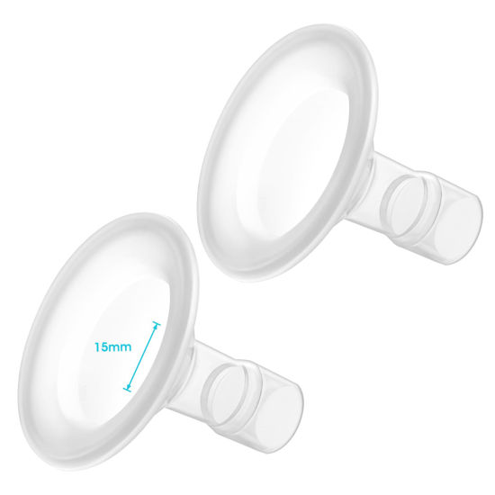 Picture of Belmikal 15mm Shields&Cushions Compatible with Medela Breast Pump- PersonalFit, Freestyle, Harmony, Maxi, Flex Lansinoh Pump-SignaturePro SmartPump Manual Replace Medela Parts Accessories Flanges