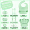 Picture of Silicone Baby Feeding Set, 10 Pcs Baby Led Weaning Supplies Suction Bowl Divided Plate Baby Bibs Fruit feeder Pacifier Baby Spoons Forks Sippy Cup Utensil Sets Baby Essentials for Newborn Gift Green