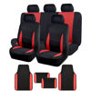Picture of Flying Banner Car Seat Covers Front Seats Rear Bench Polyester car seat Protectors Easy installations Rear Bench Split Classic Man Lady Truck (Full Set - Low Back - Combo Pack, Black Red)