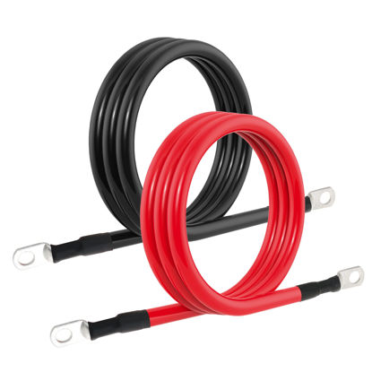 Picture of 4 AWG Battery Cable 4AWG Gauge Pure Copper Battery Inverter Cables with 3/8 in Lugs Both Ends Power Inverter Wire Set for Automotive Solar Marine Boat RV Car Motorcycle Red and Black (4FT)