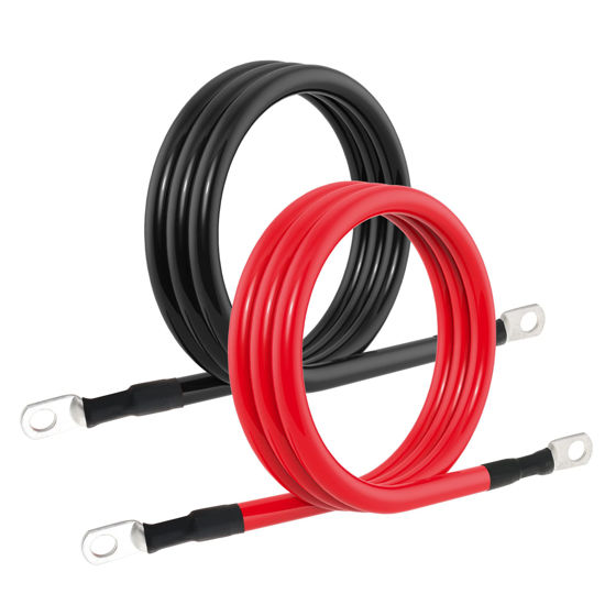Picture of 4 AWG Battery Cable 4AWG Gauge Pure Copper Battery Inverter Cables with 3/8 in Lugs Both Ends Power Inverter Wire Set for Automotive Solar Marine Boat RV Car Motorcycle Red and Black (4FT)