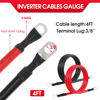 Picture of 4 AWG Battery Cable 4AWG Gauge Pure Copper Battery Inverter Cables with 3/8 in Lugs Both Ends Power Inverter Wire Set for Automotive Solar Marine Boat RV Car Motorcycle Red and Black (4FT)
