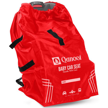 Picture of Qanoot Car Seat Travel Bag for Airplane - Durable Car Seat Bag, Car Seat Bags for Air Travel, Fits Convertible, Booster Car Seat, and Infant Carrier (Backpack, Red)
