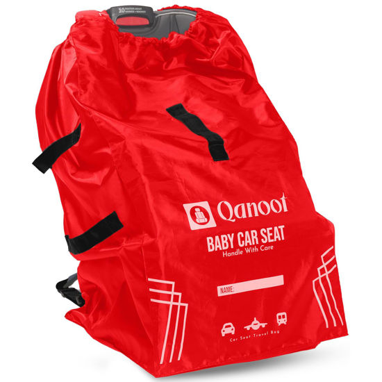 Picture of Qanoot Car Seat Travel Bag for Airplane - Durable Car Seat Bag, Car Seat Bags for Air Travel, Fits Convertible, Booster Car Seat, and Infant Carrier (Backpack, Red)