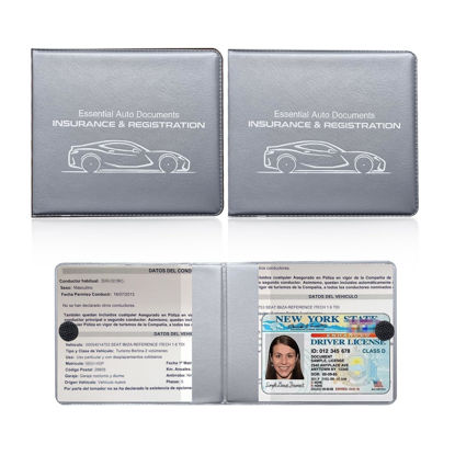 Picture of Ziciner Car Registration Insurance Holder, 2Pack Essential Auto Card Document Glove Box Organizer with Velcro Closure, Vehicle Interior Accessories Perfect for Most Car, Truck, SUV(Gray/Small Car)