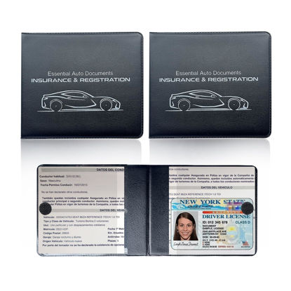 Picture of Ziciner Car Registration Insurance Holder, 2Pack Essential Auto Card Document Glove Box Organizer with Velcro Closure, Vehicle Interior Accessories Perfect for Most Car, Truck, SUV (Black/Small Car)