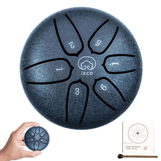 Picture of Buddha Stones Mini Steel Tongue Drum 3 Inch 6 Notes Steel Drum Instrument, Ethereal Drum for Kids Adults, Handpan Drum for Meditation Sound Healing