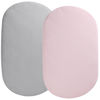 Picture of Muslin Bassinet Sheet Compatible with UPPAbaby Bassinet, 2 Pack Cotton Stylish Boho Fitted Bassinet Sheets for Baby Grey & Pink