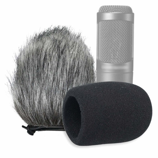 Picture of SUNMON Windscreen and Foam Cover, Indoor Outdoor Microphone Wind Muff for Audio-Technica AT2020, AT2020USB, AT2020USB+ mic AT2035, AT4040, AT2050 Microphone（2Pack）