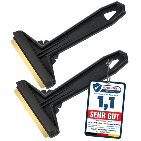 Picture of Ice Scraper Brass Blade Ice Scraper for Car 2 Pack Ice Scrapers for Car Windshield Frost Wipe Scraper Snow Scraper for Car Original Murska from Europe Winter Goods (2-Pack L&P A054 Black)