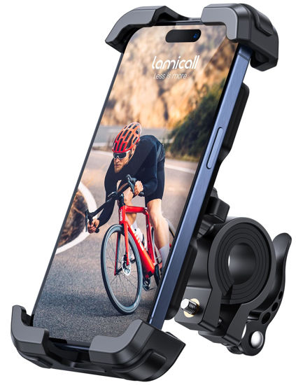 Picture of Lamicall Bike Phone Mount Holder - Motorcycle Phone Mount, Adjustable Cell Phone Holder, Bicycle Scooter Handlebar Cradle Clip for iPhone 16 Pro Max/Plus, iPhone 15 Plus, iPhone 14 and 4.7-6.8" Phone