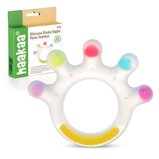 Picture of Haakaa Dinky Digits Palm Teether, Baby Teething Toys, Food Grade Silicone Teethers for Babies 0-6 Months/6-12 Months, BPA Free Teething Relief Baby Chew Toys