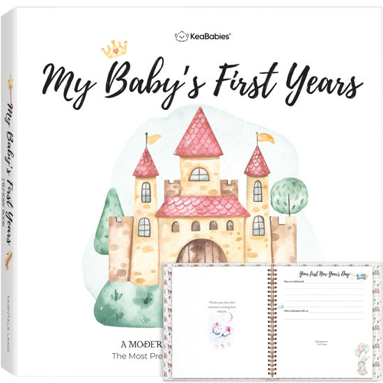 Picture of First 5 Years Baby Memory Book Girl, Boy - 90 Pages Hardcover First Year Baby Book Keepsake, Baby Milestone Book for New Parents, Baby Scrapbook, Baby Album and Memory Book Journal (Fairytale Land)