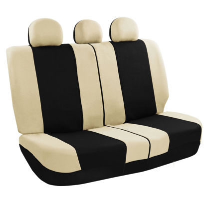 Picture of FH Group Car Seat Covers Rear Set Cloth - Universal Fit Automotive Seat Covers, Low Back Front Seat Covers, Solid Back Seat Cover, Washable Car Seat Cover for SUV, Sedan and Van Beige